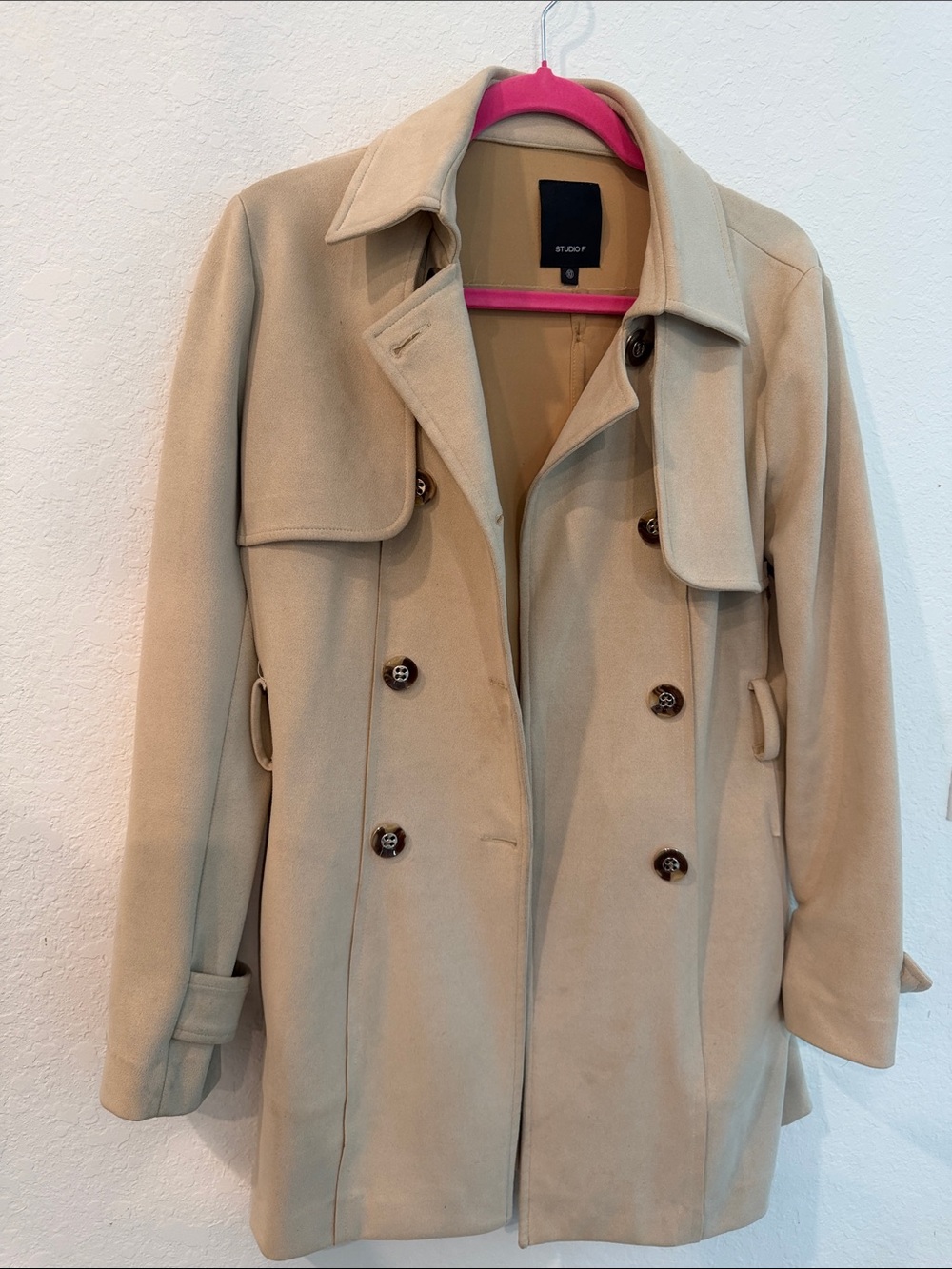 Studio Beige Double-Breasted Trench Coat